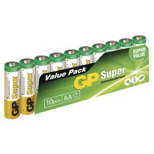 10 st Alkaliska batterier AA GP SUPER 1,5V