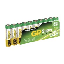 10 st Alkaliska batterier AAA GP SUPER 1,5V