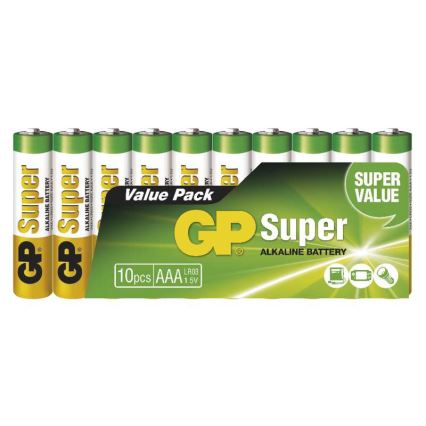10 st Alkaliska batterier AAA GP SUPER 1,5V