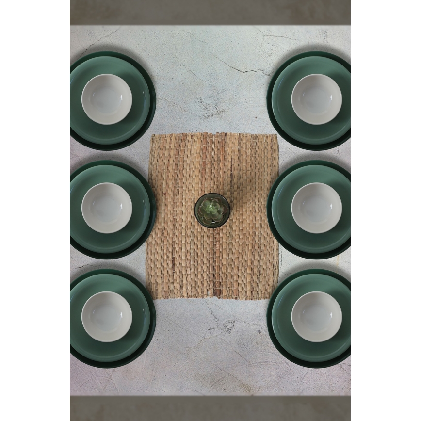 18-delars matservis, grön/vit, i keramik