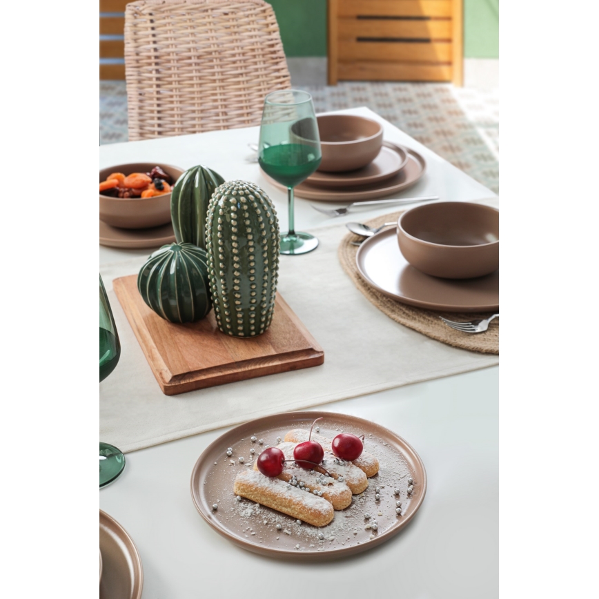 18-delars middagsservis i keramik, brun