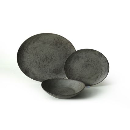 18-delars middagsservis i stengods, antracit/grön