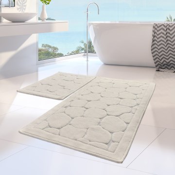 2-pack badrumsmatta LINO 60/100 cm krämvit