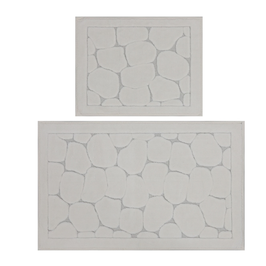 2-pack badrumsmatta LINO 60/100 cm krämvit