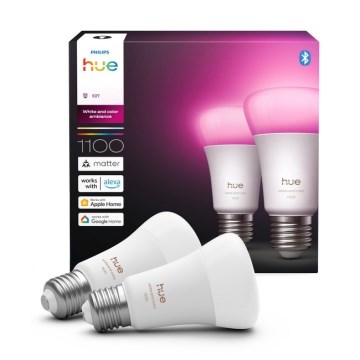 2-pack dimbar LED-lampa Philips Hue White and Color Ambiance E27/8,1W/230V 1000-20000K
