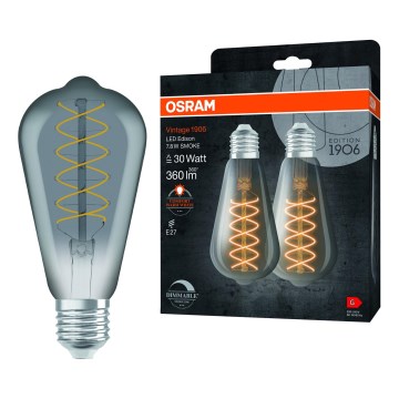 2-pack dimbara LED-filamentlampor, vintage, E27/7,8W/230V 1800K - Osram
