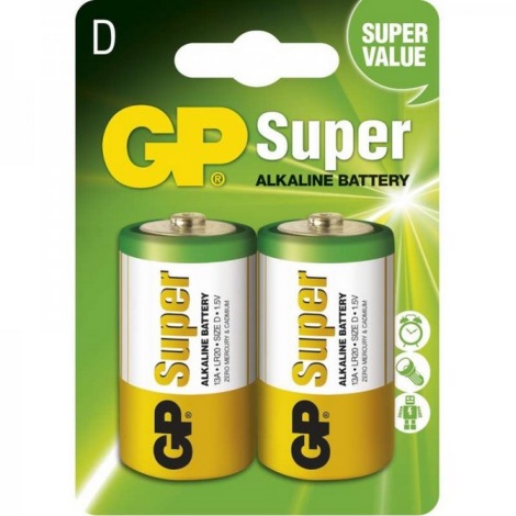 2 st Alkaliska batterier LR20 GP SUPER 1,5V