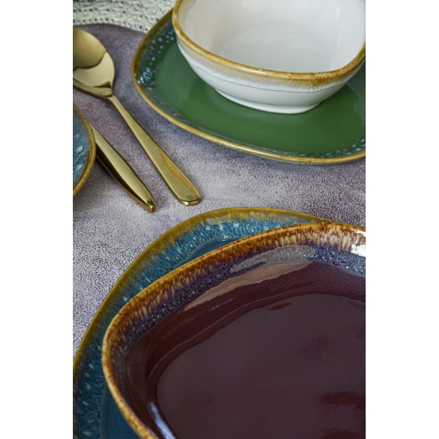 24-delars färgglad servis i stengods