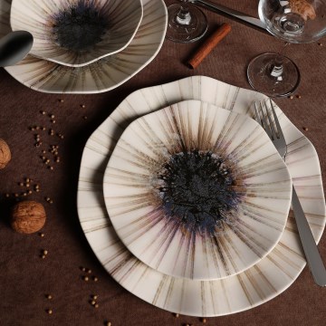 24-delars middagsservis i brunt porslin