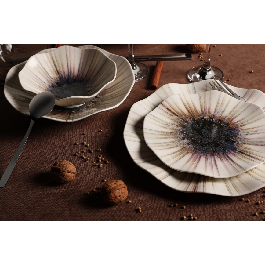 24-delars middagsservis i brunt porslin