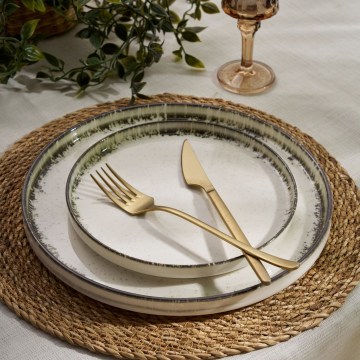 24-delars middagsservis i porslin, vit/brun