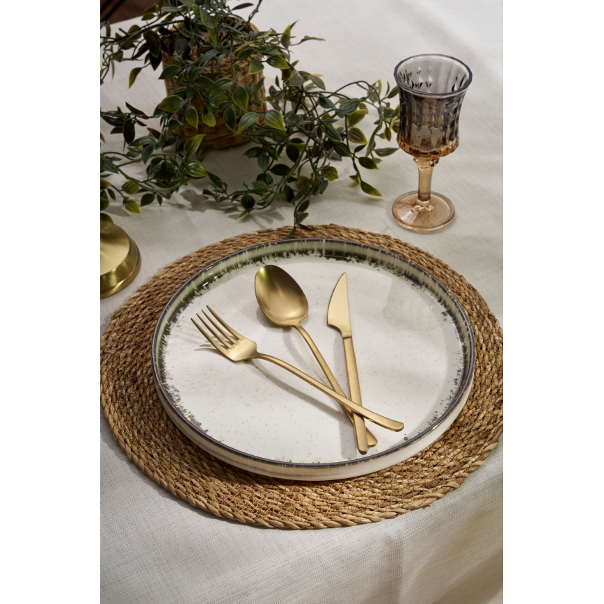 24-delars middagsservis i porslin, vit/brun