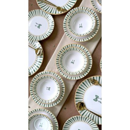 24-delars middagsservis, vit/grön/guld, i keramik