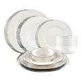 24-delars middagsservis, vit/silver, porslin