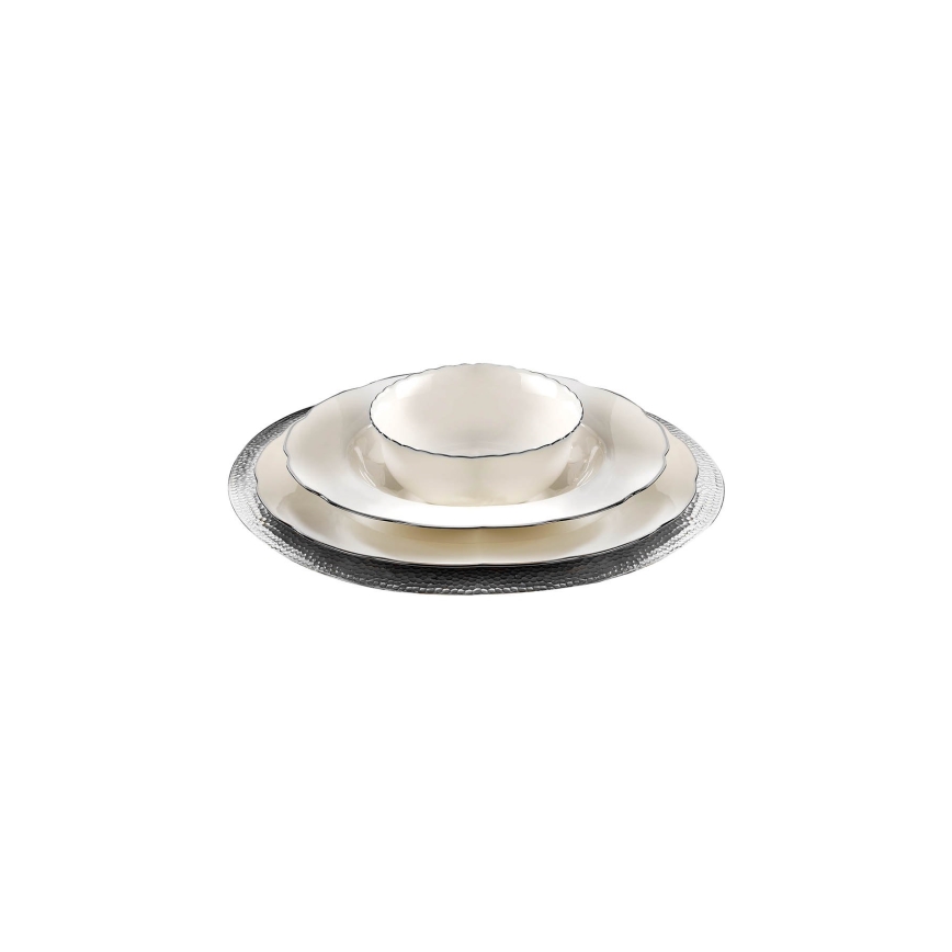 24-delars middagsservis, vit/silver, porslin