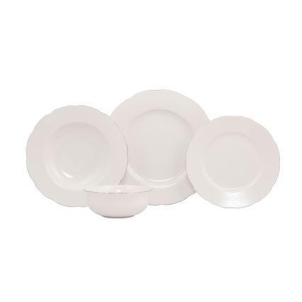 24-delars middagsservis, vit/silver, porslin