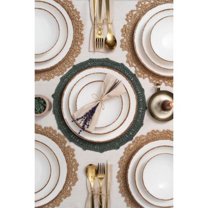 24-delars porslinsservis, beige/brun