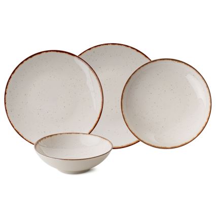 24-delars porslinsservis, beige/brun