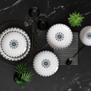 24-delars porslinsservis, vit/blå