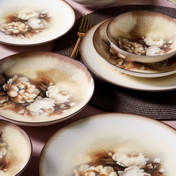 26-delars servis i porslin beige/brun/vit