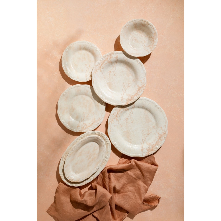 27-delars matservis i porslin, beige