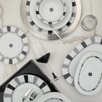 27-delars middagsservis i porslin, vit/grå