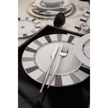 27-delars middagsservis i porslin, vit/grå