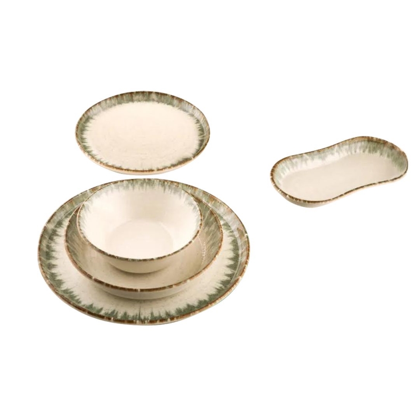 27-delars porslinsservis, beige/brun