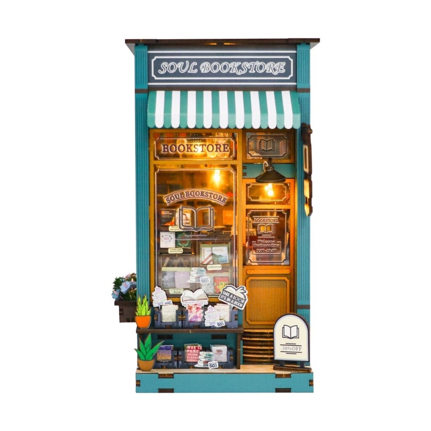 2Kids Toys - 3D-pussel LED Bokstöd Bokhandelns själ 2xAAA