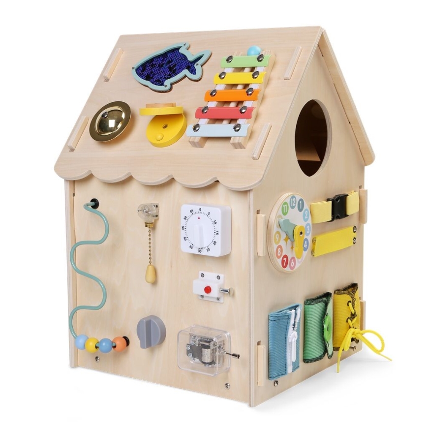2Kids Toys - Aktivitetsbräda hus beige