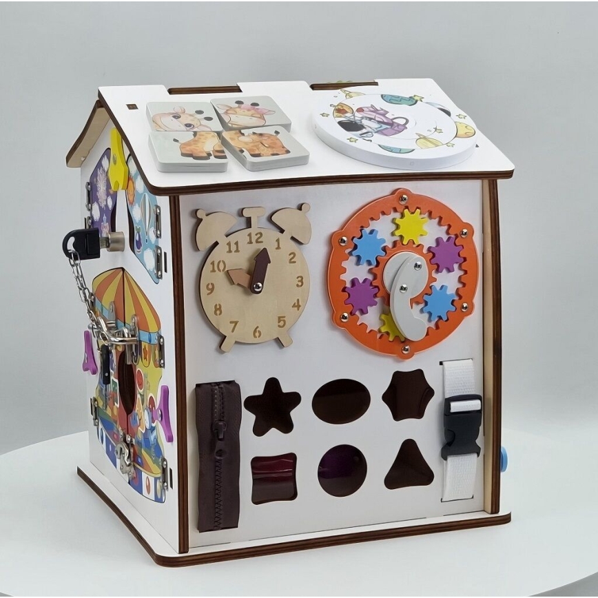 2Kids Toys - Aktivitetsbräda, lekhus, vit