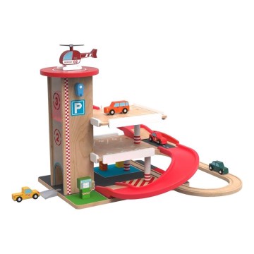 2Kids Toys - Trägarage med tågbana