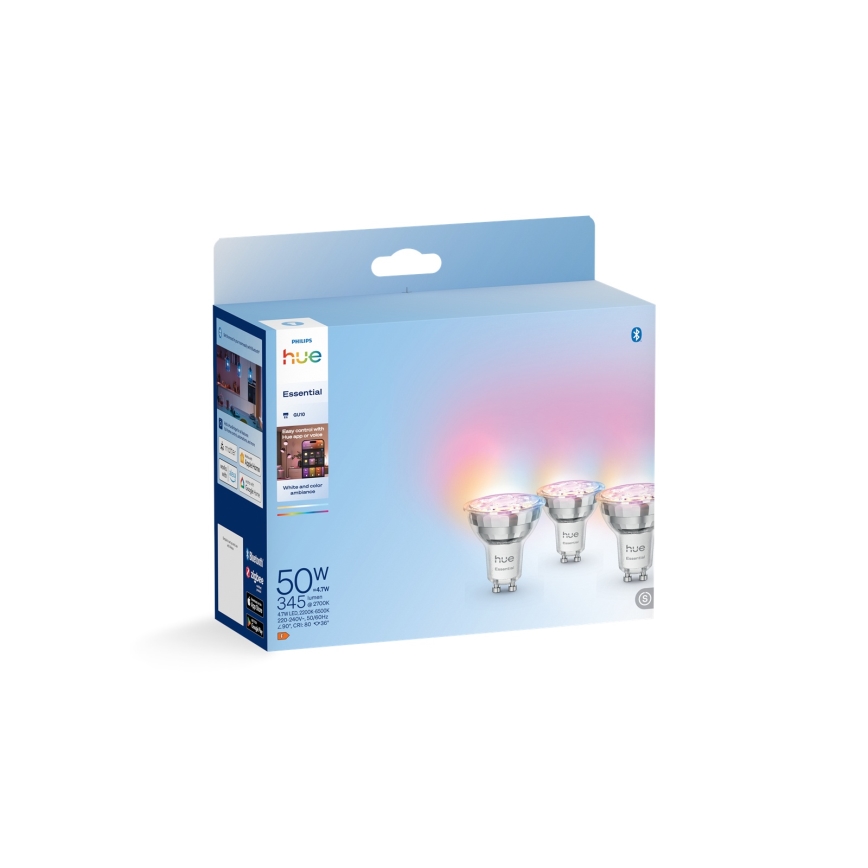 Set om 3 dimbara LED-lampor Philips Hue White And Color Ambiance Essential GU10/4,7W/230V 2200-6500K
