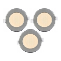 3-pack infällda LED-badrumsarmaturer LED/6W/230V IP44, silverfärgade