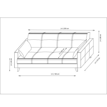 3-sits bäddsoffa KORFU ljusgrå