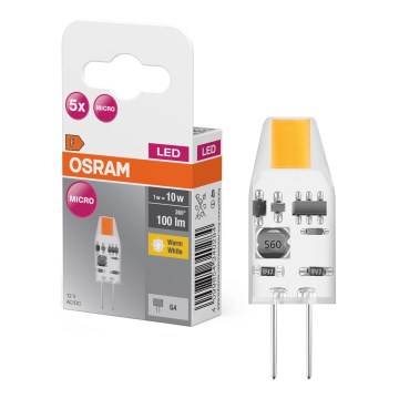 5-pack LED-lampor G4 (micro-pin) 1W/12V 2700K - Osram
