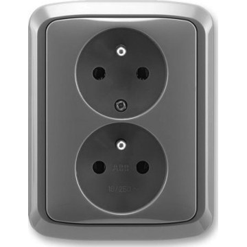 ABB 5512A-2349 S2 - Dubbelt vägguttag för hushåll med ram TANGO 250 V mörkgrå