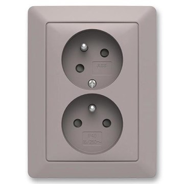 ABB 5513T-C02157 144 - Dubbelt vägguttag för hushåll med ram ZONI 250V greige