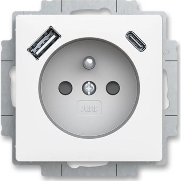 ABB 5569T-A32357 240 -Vägguttag för hemmet utan ram ZONI 250V 1xUSB A+C matt vit