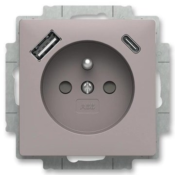 ABB 5569T-A32357 244 - Vägguttag utan ram ZONI 250V 1xUSB A+C gråbeige