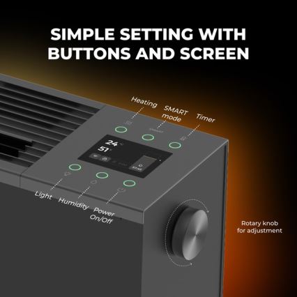 AENO - Smart elektrisk direktvärmare/konvektor 1000/2000 W svart