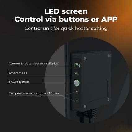 AENO - Smart elektrisk infrapanel 500W timer/termostat Wi-Fi svart