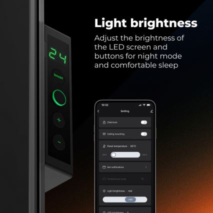 AENO - Smart elektrisk infrapanel 500W timer/termostat Wi-Fi svart