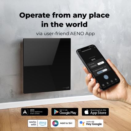 AENO - Smart elektrisk infrapanel 500W timer/termostat Wi-Fi svart