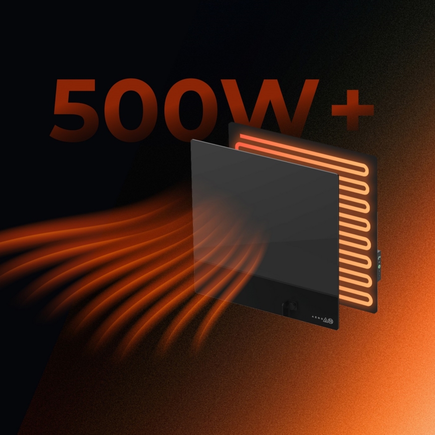 AENO - Smart elektrisk infrapanel 500W timer/termostat Wi-Fi svart