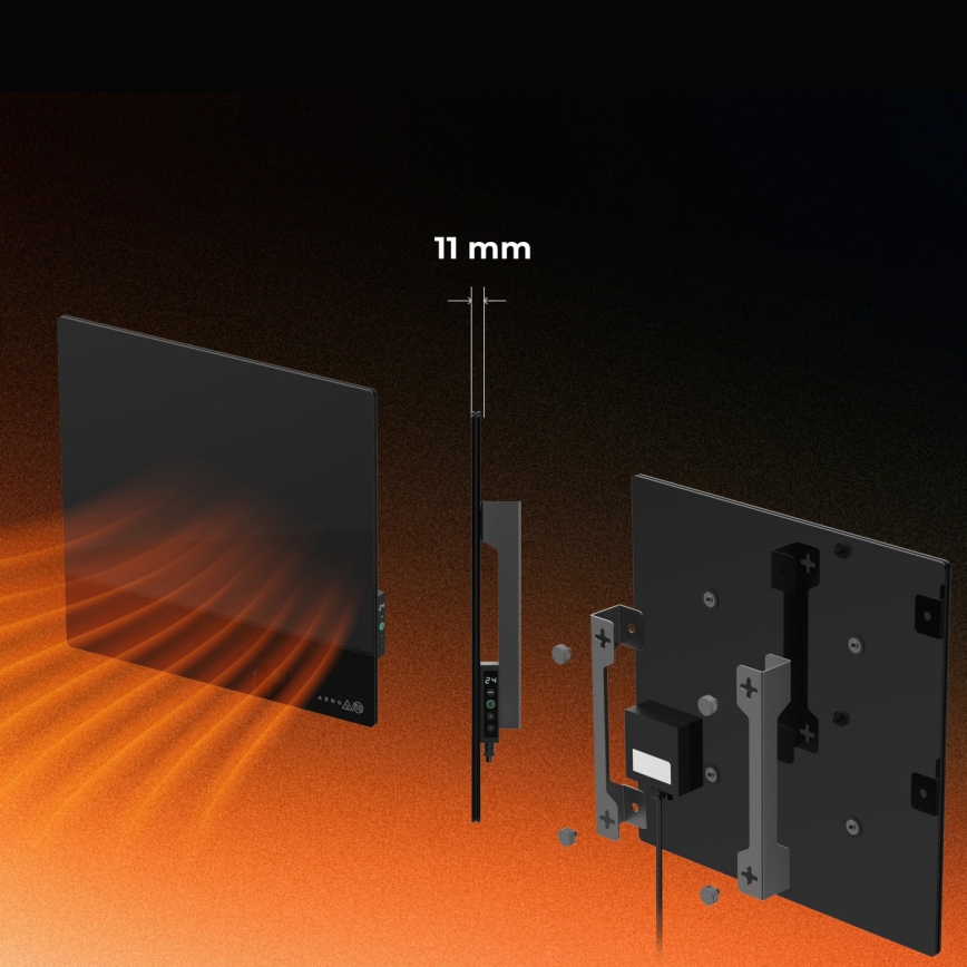 AENO - Smart elektrisk infrapanel 500W timer/termostat Wi-Fi svart