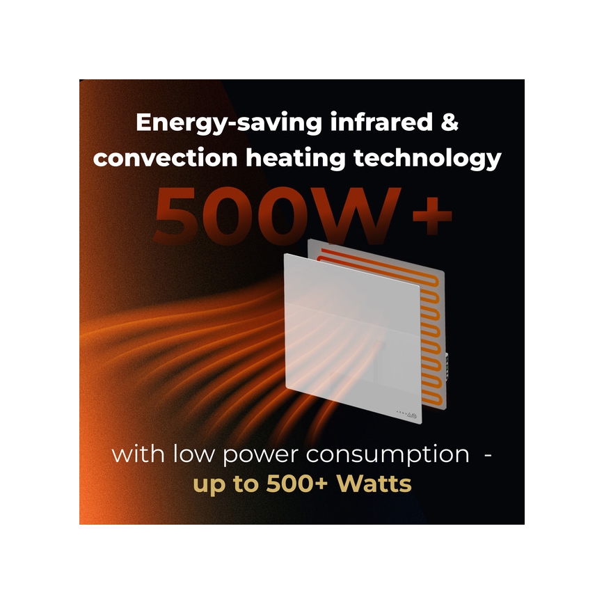 AENO - Smart elektrisk infrapanel 500W timer/termostat Wi-Fi vit