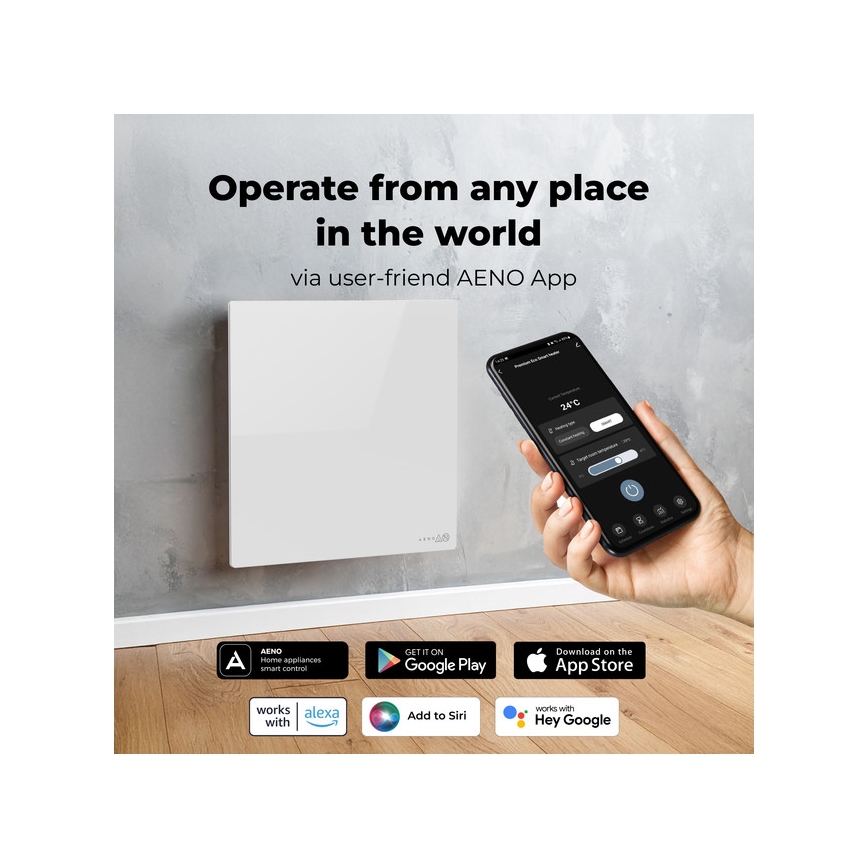 AENO - Smart elektrisk infrapanel 500W timer/termostat Wi-Fi vit