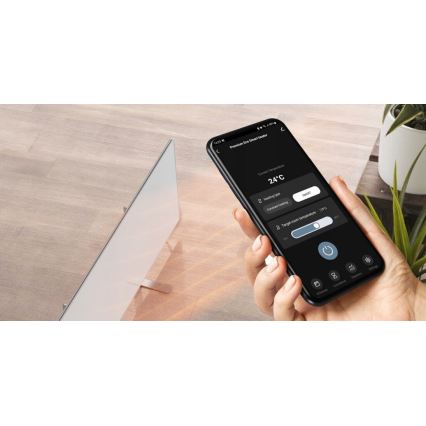 AENO - Smart elektrisk infrapanel med LED-display 700W timer/termostat IP44 Wi-fi vit