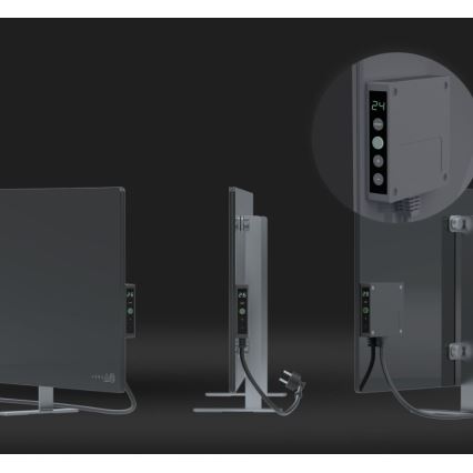 AENO - Smart elektrisk infraröd panel med LED-display 700W timer/termostat IP44 Wi-Fi grå